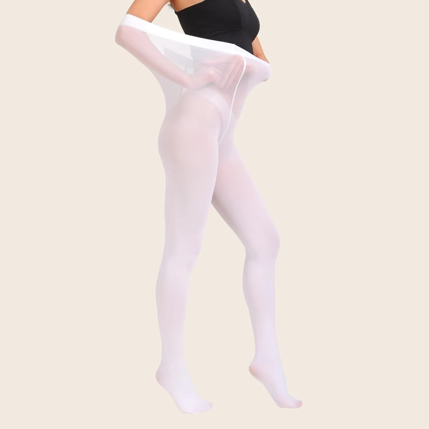 2 Pairs Women's Solid Color Tights 80D, Soft Opaque Microfiber Tights
