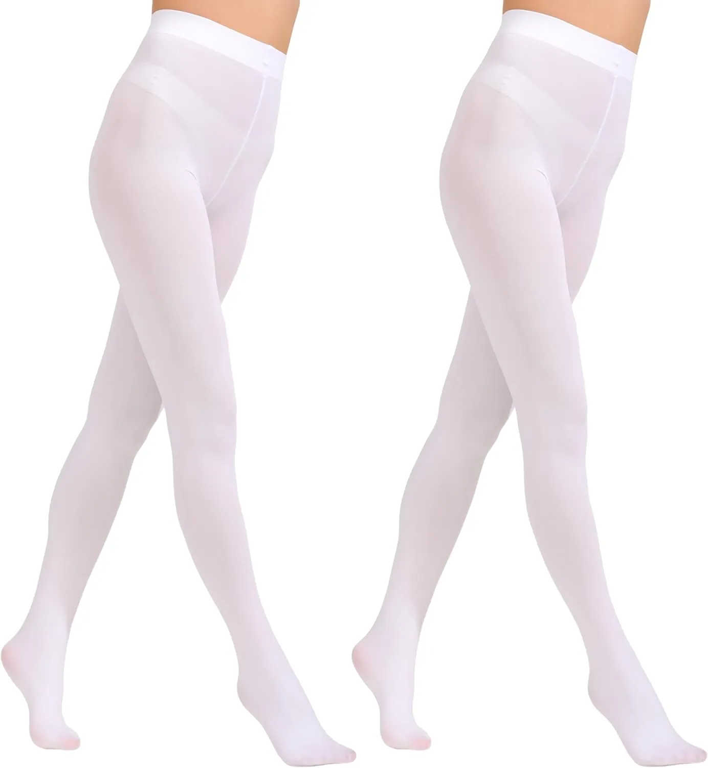 2 Pairs Women's Solid Color Tights 80D, Soft Opaque Microfiber Tights