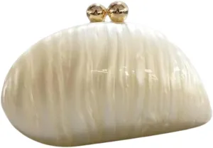 Acrylic Evening Clutch Women Chic Seashell Chain Shoulder Handbag Crossbody Purse for Formal Party Wedding