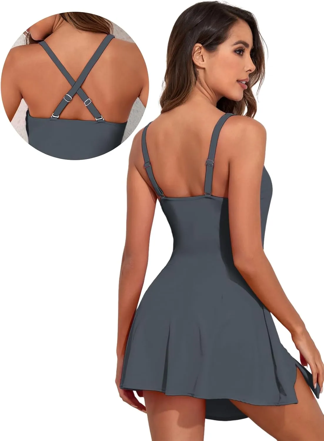 Aleumdr One Piece Swimdress Swimsuits for Women Tummy Control Tie Knot Swim Dresses Skirt Bathing Suit