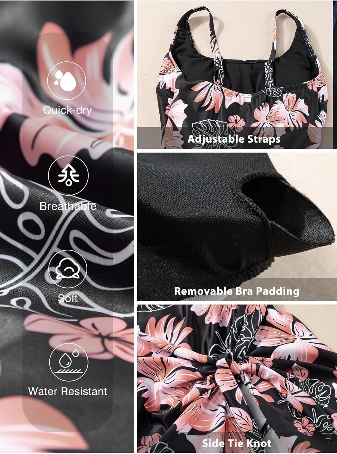 Aleumdr One Piece Swimdress Swimsuits for Women Tummy Control Tie Knot Swim Dresses Skirt Bathing Suit