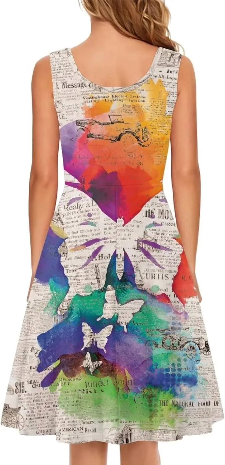 Belidome Tank Dress for Women A-line Knee Length Summer Casual Travel Beach Cover Up Soft Comfy Lightweight Size XS-4XL