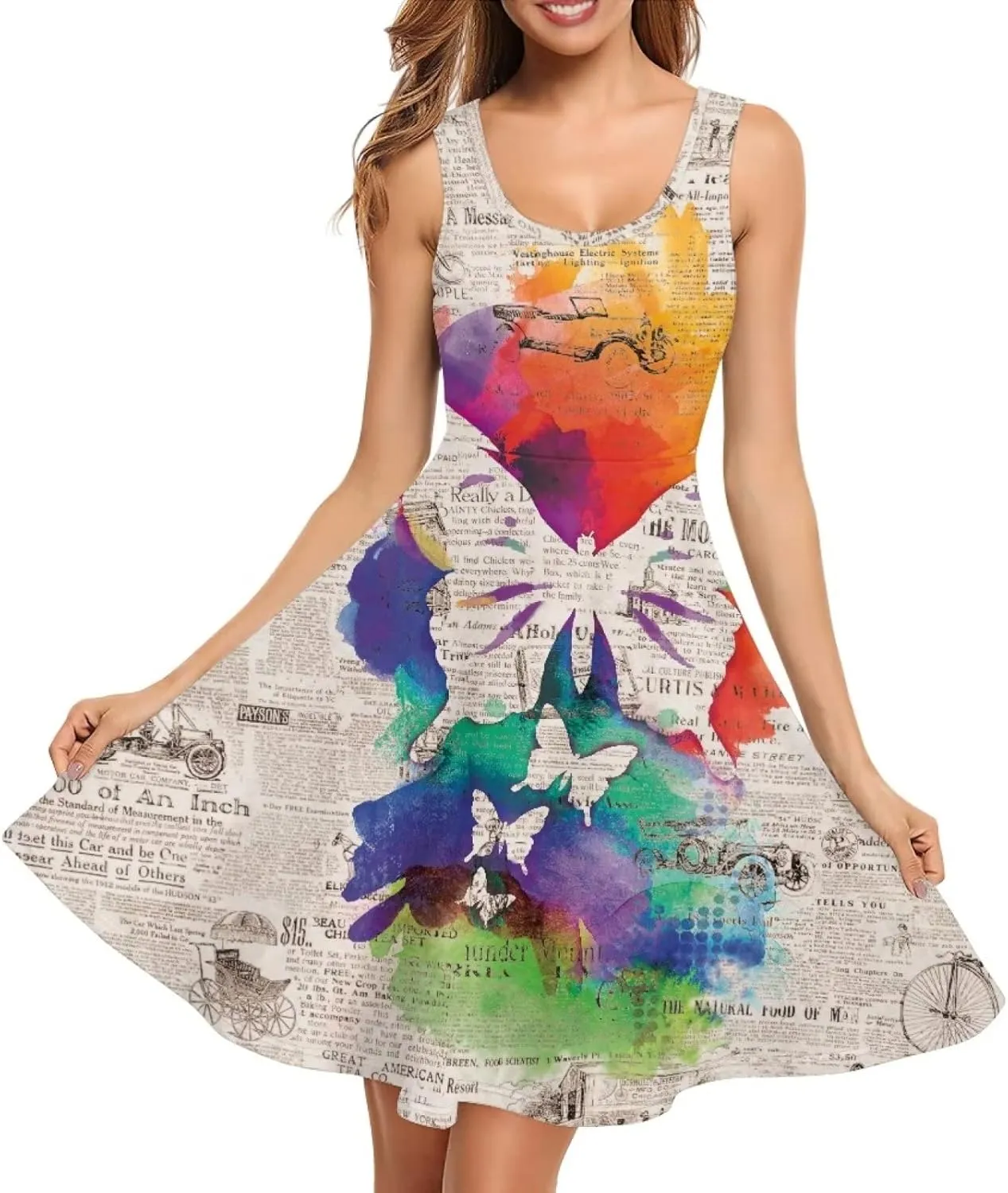 Belidome Tank Dress for Women A-line Knee Length Summer Casual Travel Beach Cover Up Soft Comfy Lightweight Size XS-4XL