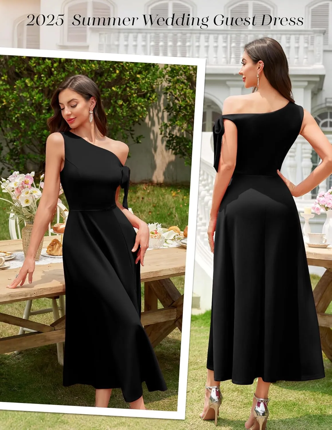 BeryLove Women's Formal Elegant Wedding Guest Dresses One Shoulder A Line Maxi Cocktail Slit Dress