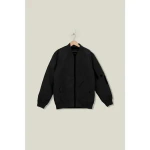 Black Bomber Jacket With Zip