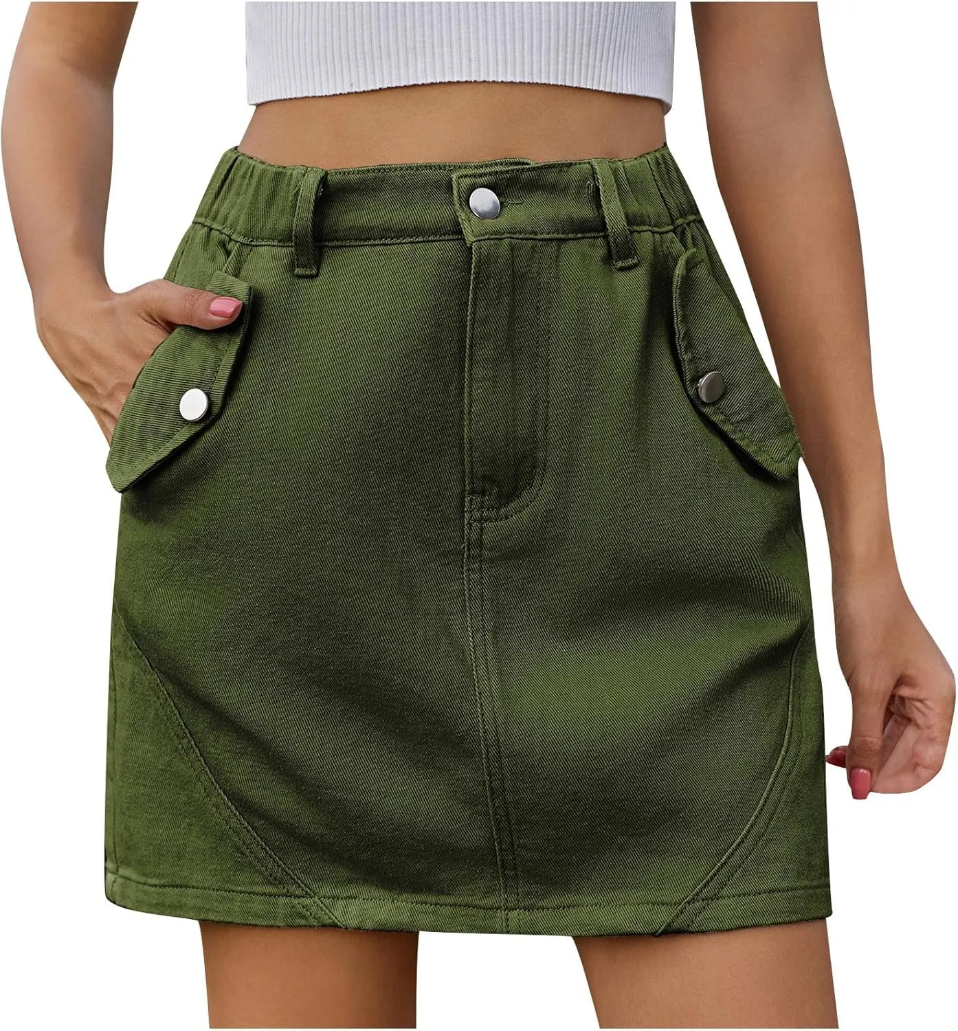 Black Jean Skirt for Women 2024 Summer High Waisted Mini Skirt Drawstring Fashion Teen Girls Y2K Vacation Beach Skirt