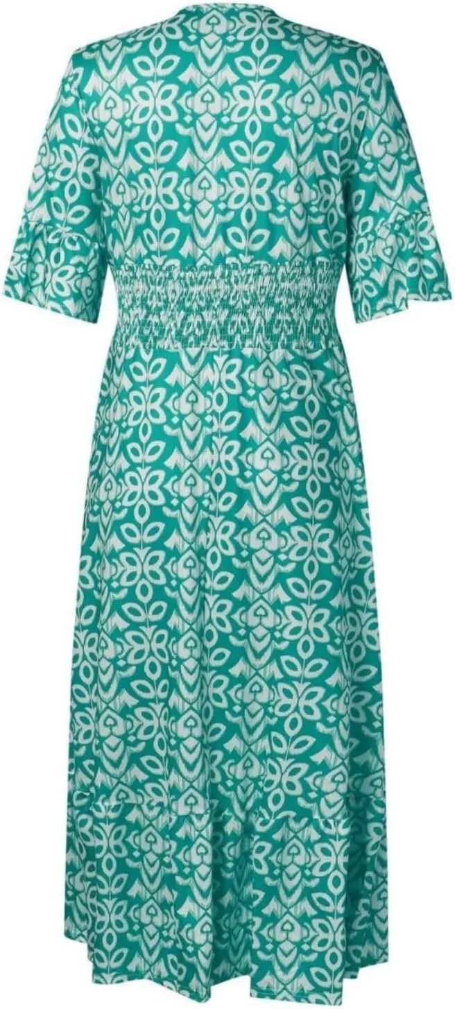 Boho Print Dresses for Women Floral V-Neck Short Sleeve Summer Maxi Dress 2024 Casual Waist Wrap Long Dress Plus Size