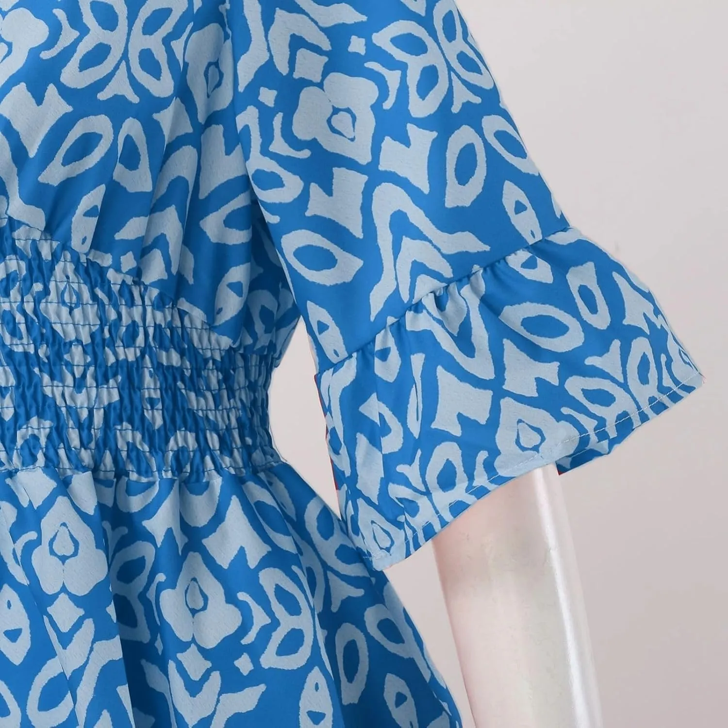 Boho Print Dresses for Women Floral V-Neck Short Sleeve Summer Maxi Dress 2024 Casual Waist Wrap Long Dress Plus Size