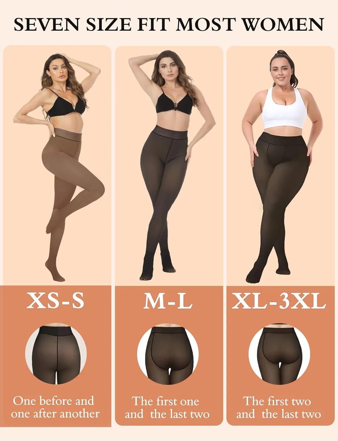 Buauty Fleece Lined Tights for Women - Fake Translucent High Waist Sheer Thermal Leggings, Thick Warm Winter Pantyhose