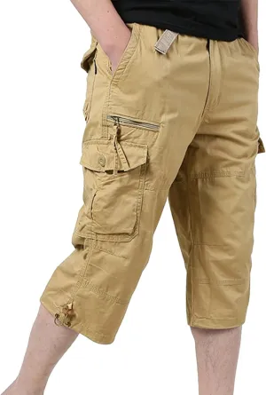 Cargo Shorts for Men Below Knee Cargo Shorts Cool Classic Expandable Waistband Hiking Shorts (Regular and Big & Tall)