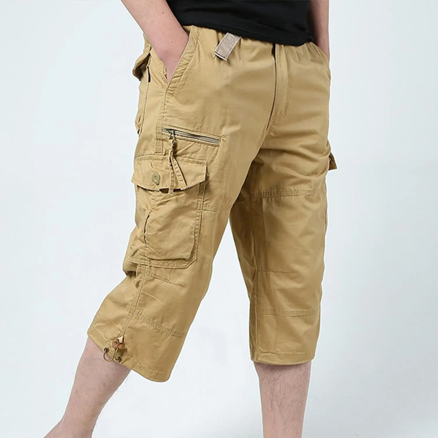 Cargo Shorts for Men Below Knee Cargo Shorts Cool Classic Expandable Waistband Hiking Shorts (Regular and Big & Tall)