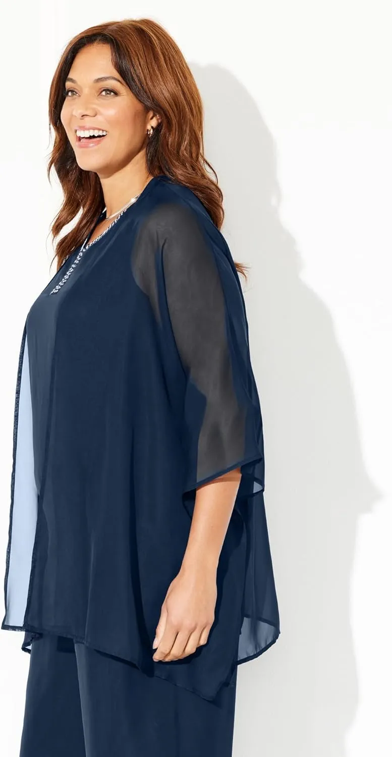 Catherines Women's Plus Size Ritzy Cardigan & Tank Set