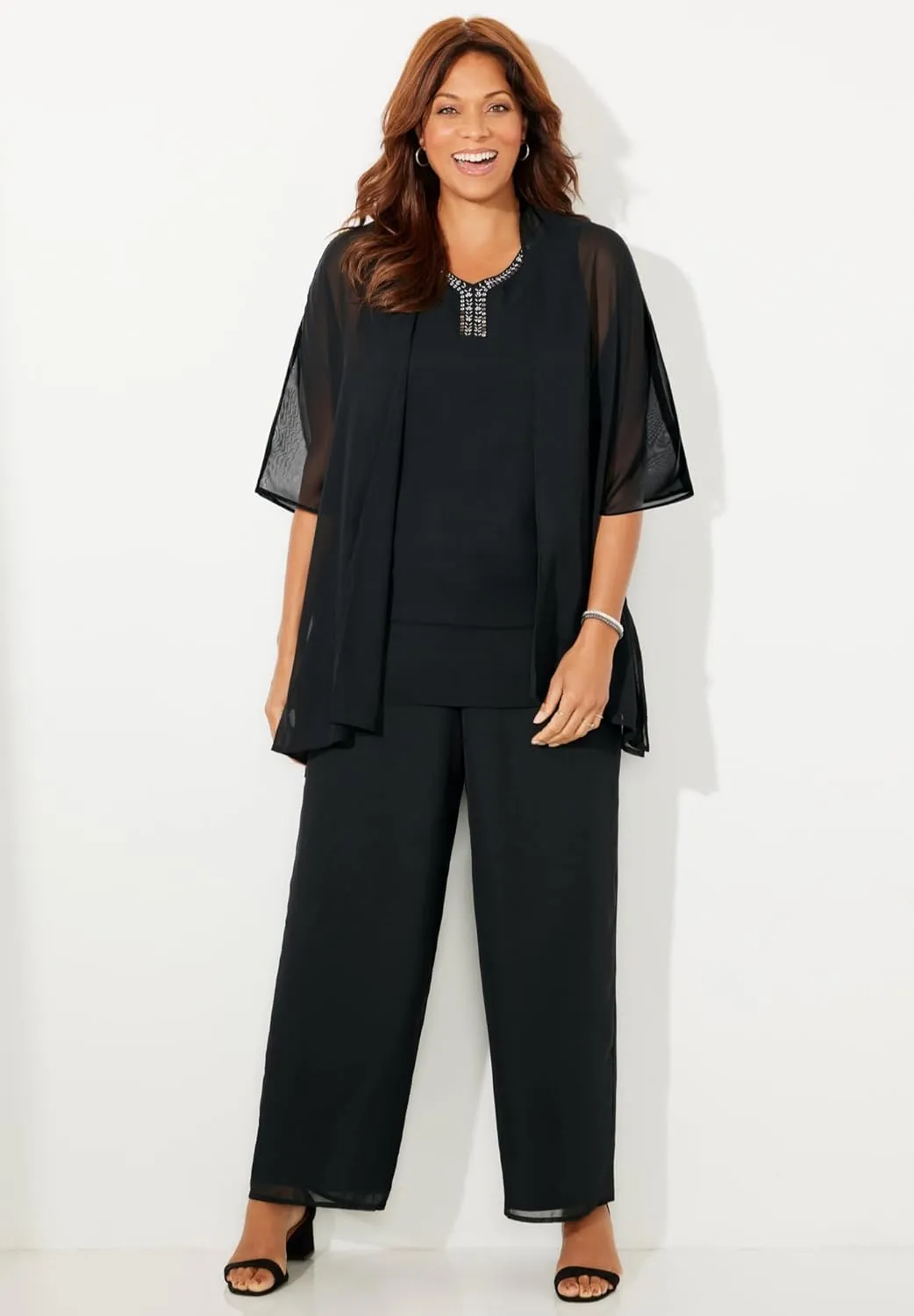 Catherines Women's Plus Size Ritzy Cardigan & Tank Set