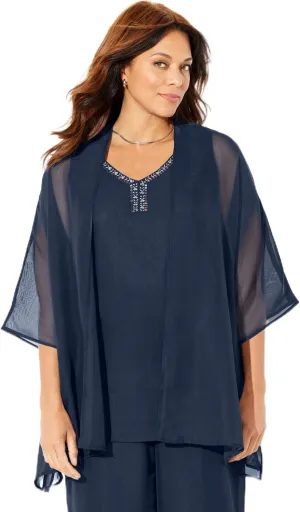 Catherines Women's Plus Size Ritzy Cardigan & Tank Set