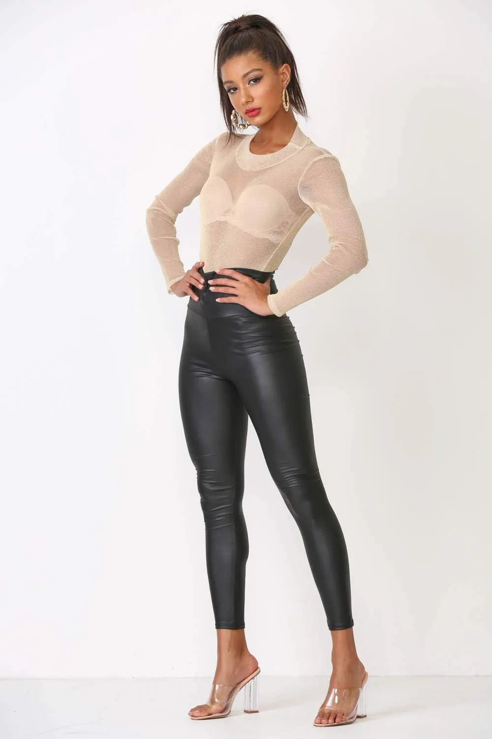 Cemi Ceri Women's Faux Leather High Waist Leggings