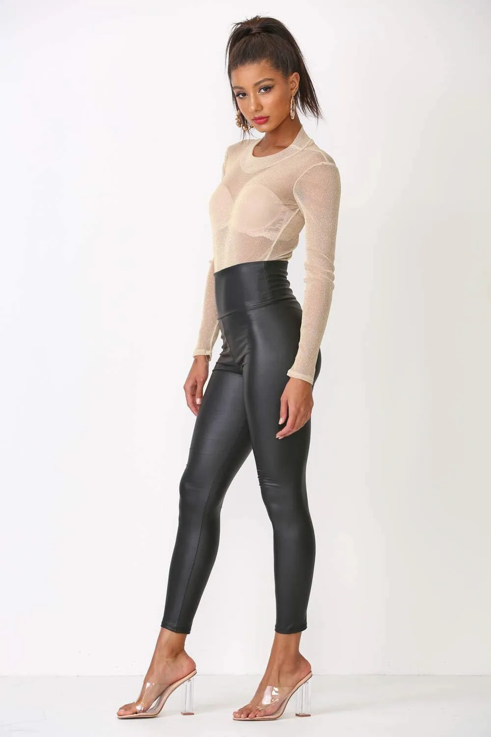 Cemi Ceri Women's Faux Leather High Waist Leggings