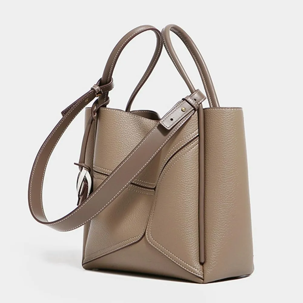 Chic Genuine Leather Shoulder Crossbody Bag for Women Small Tote Purse Bucket Top Handle Handbags Satchels 2pcs