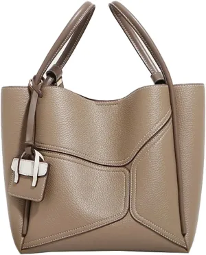 Chic Genuine Leather Shoulder Crossbody Bag for Women Small Tote Purse Bucket Top Handle Handbags Satchels 2pcs
