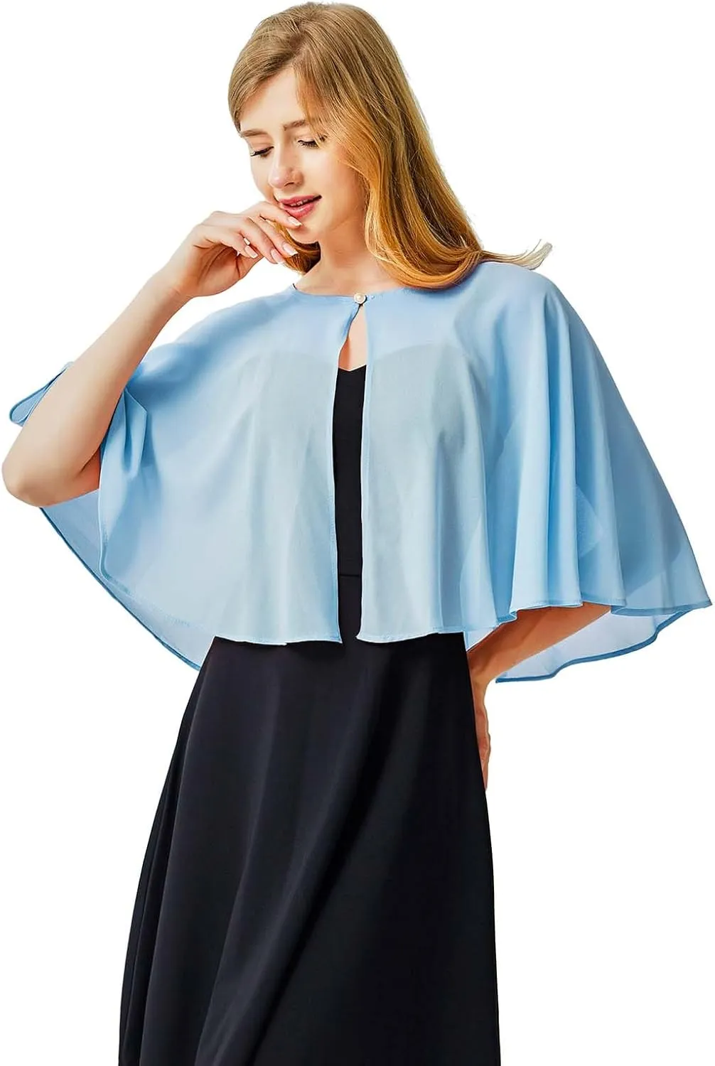 Ciormis Chiffon Capelet Women's Soft Shawls and Wraps for Evening Dresses, Wedding Formal Dress Shawl Cape Cover up