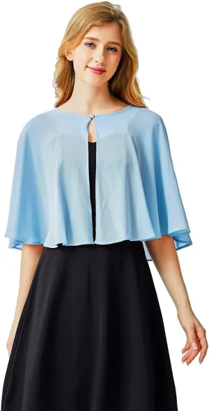 Ciormis Chiffon Capelet Women's Soft Shawls and Wraps for Evening Dresses, Wedding Formal Dress Shawl Cape Cover up