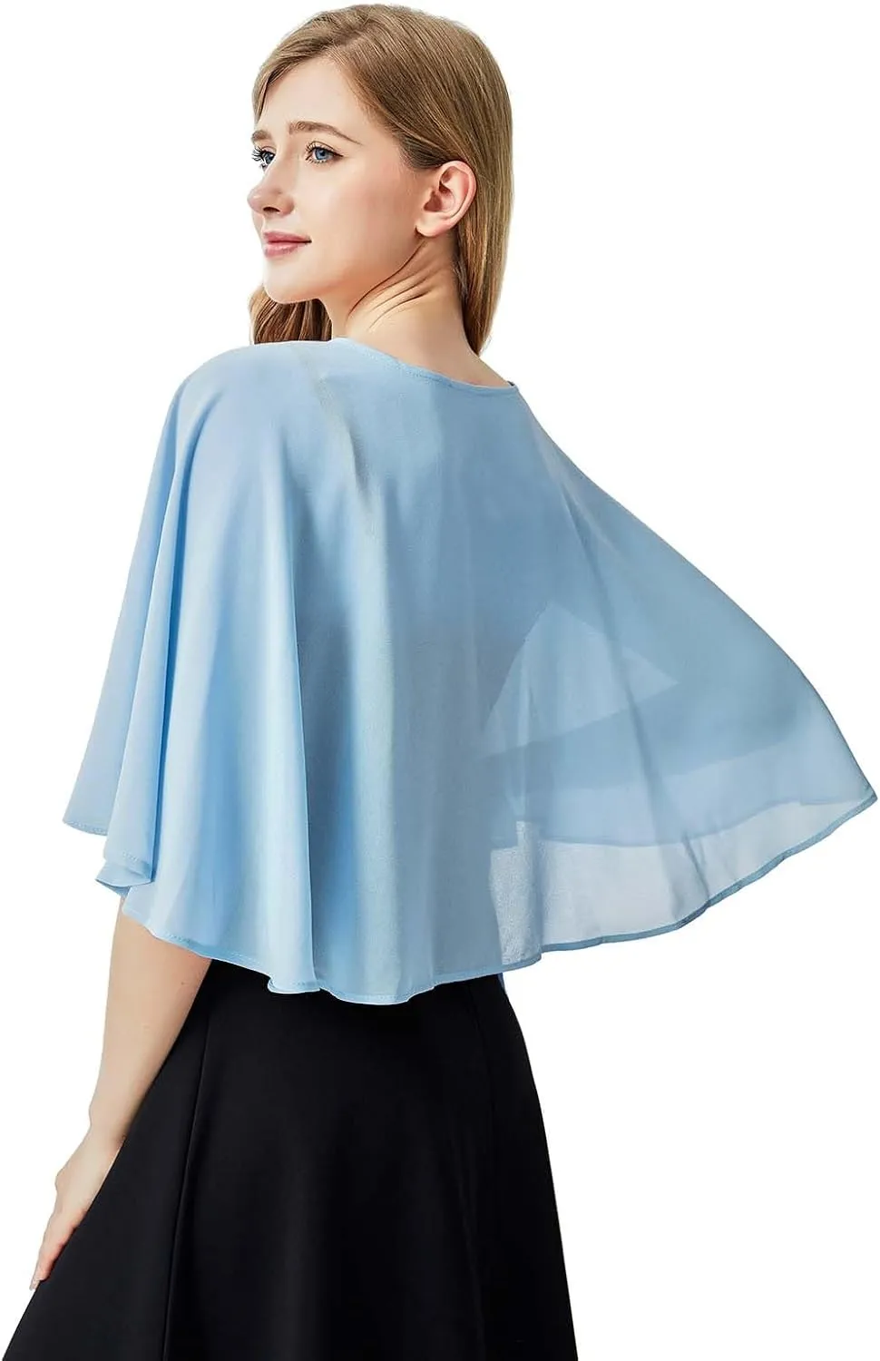 Ciormis Chiffon Capelet Women's Soft Shawls and Wraps for Evening Dresses, Wedding Formal Dress Shawl Cape Cover up
