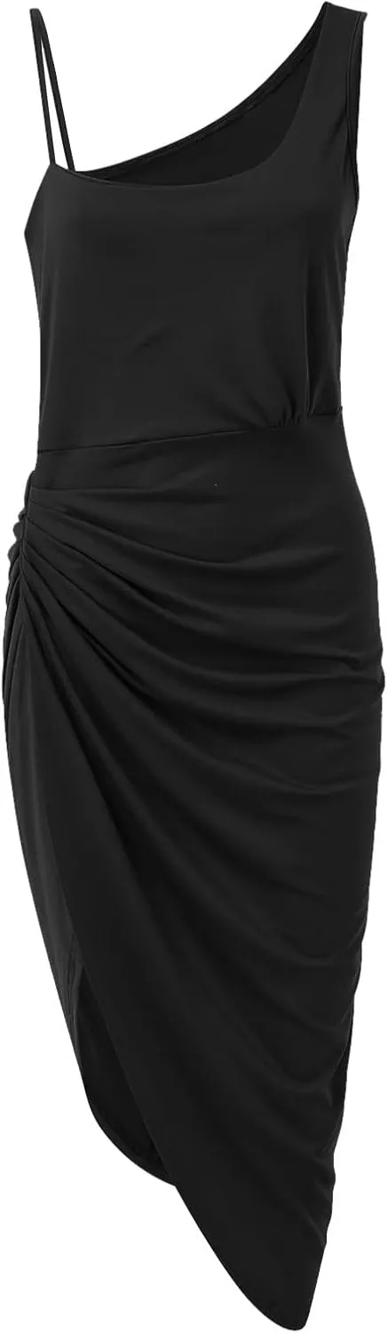 Cocktail Dresses for Women Sequin Bodycon Sexy One Shoulder Slit Midi Dress Summer Formal Elegant Plus Size Dress
