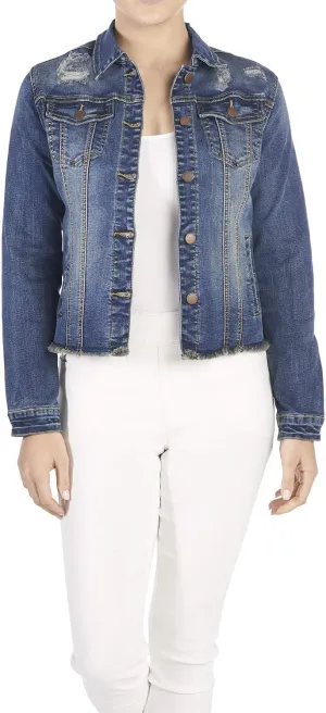 Coco   Carmen | OMG Distressed Denim Jacket | Medium Denim | Stretchable | Figure Flattering for Any Occasion | 2019002