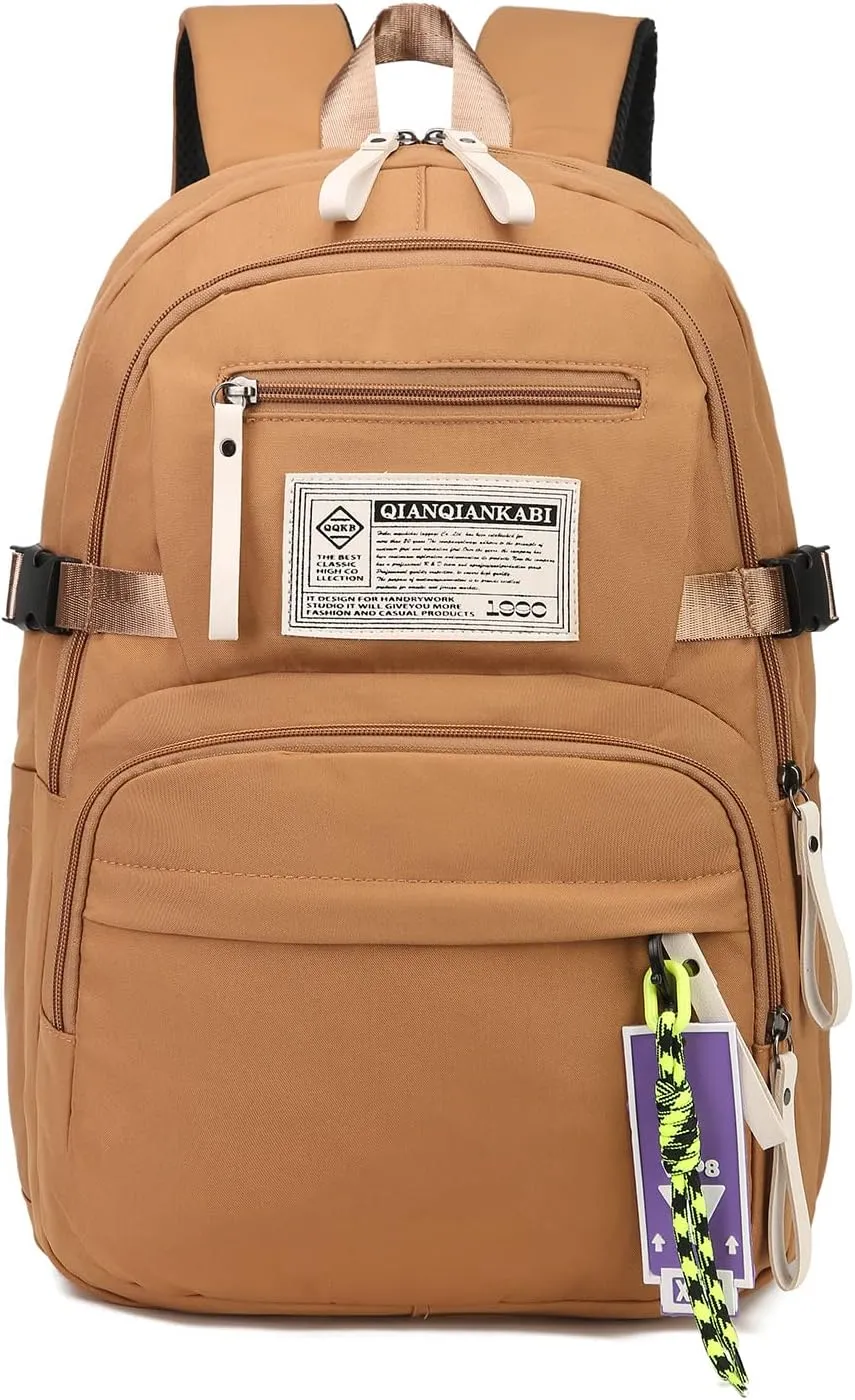 College Backpack for Women Men Laptop Backpack Fits 15.6Inch Notebook (Brown)