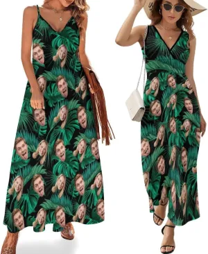 Custom Face Dress for Women Personalized Photo Dresses Sexy V-Neck Suspenders Skirts Girlfriend Wife Gifts