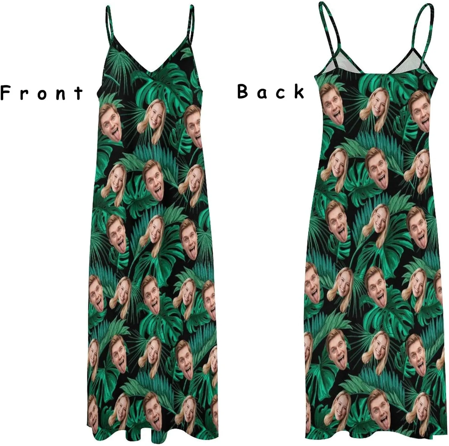 Custom Face Dress for Women Personalized Photo Dresses Sexy V-Neck Suspenders Skirts Girlfriend Wife Gifts