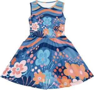 Cute Floral Sundress for Girls Comfy Soft Swing Loose Fit Sleeveless Summer Dress with Pockets