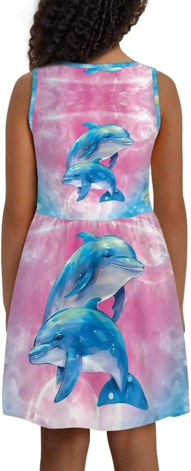 Cute Floral Sundress for Girls Comfy Soft Swing Loose Fit Sleeveless Summer Dress with Pockets