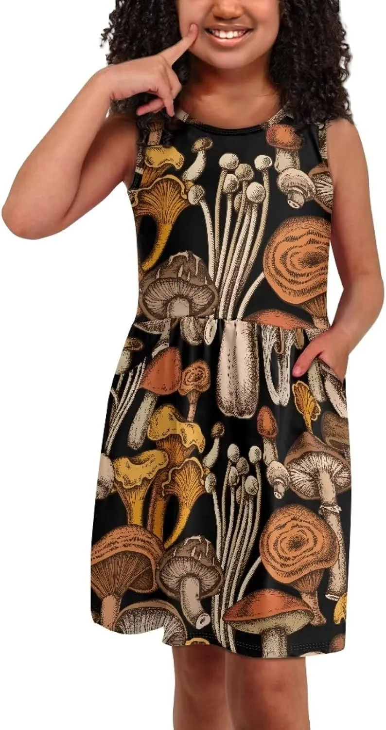 Cute Floral Sundress for Girls Comfy Soft Swing Loose Fit Sleeveless Summer Dress with Pockets