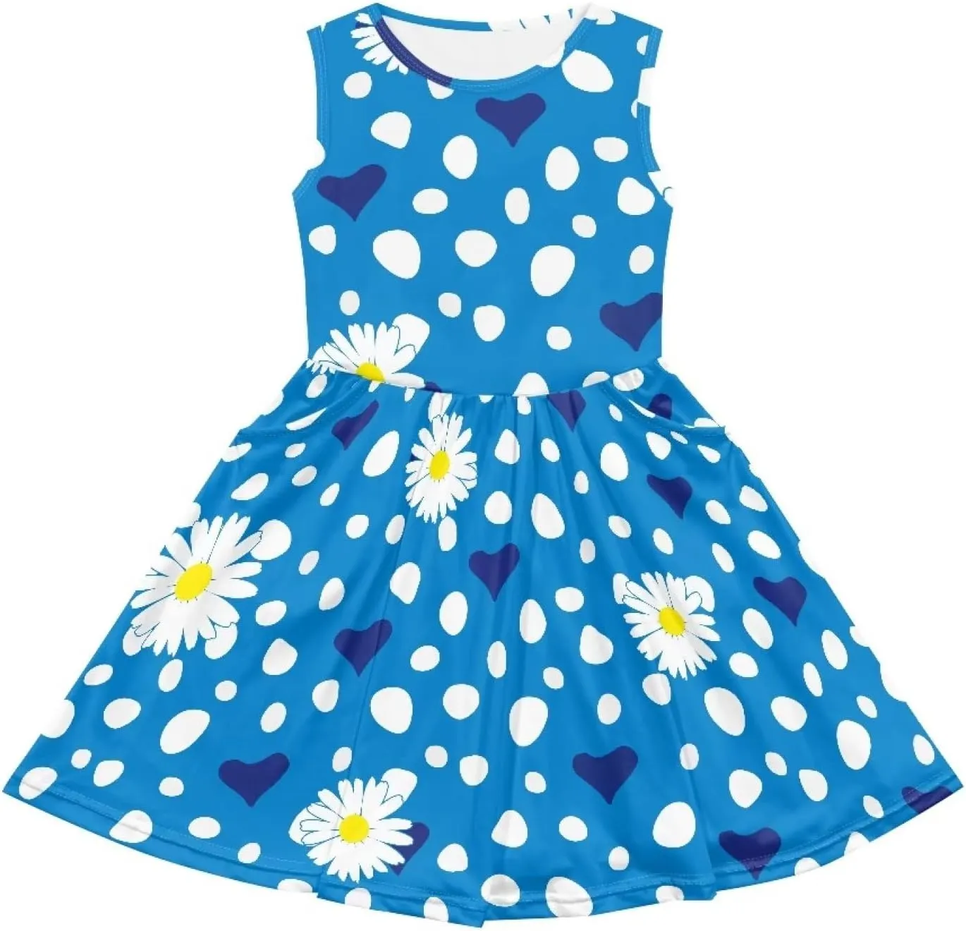 Cute Floral Sundress for Girls Comfy Soft Swing Loose Fit Sleeveless Summer Dress with Pockets