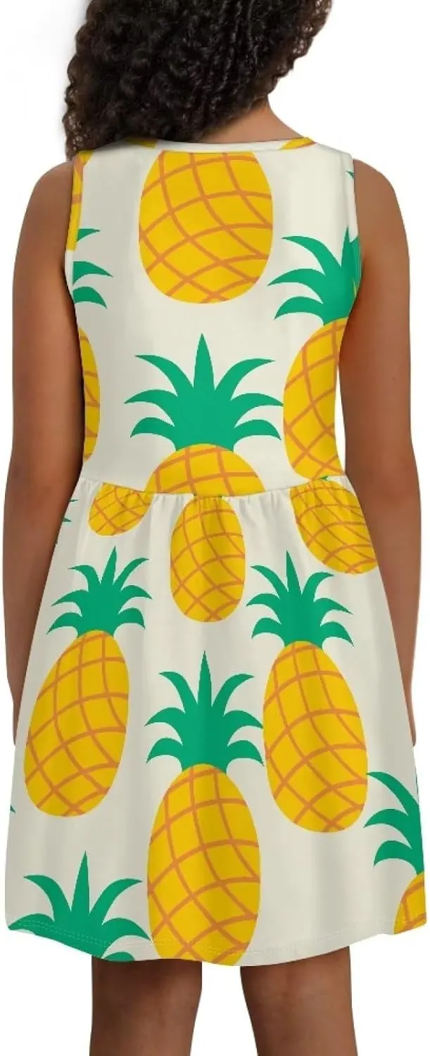 Cute Floral Sundress for Girls Comfy Soft Swing Loose Fit Sleeveless Summer Dress with Pockets