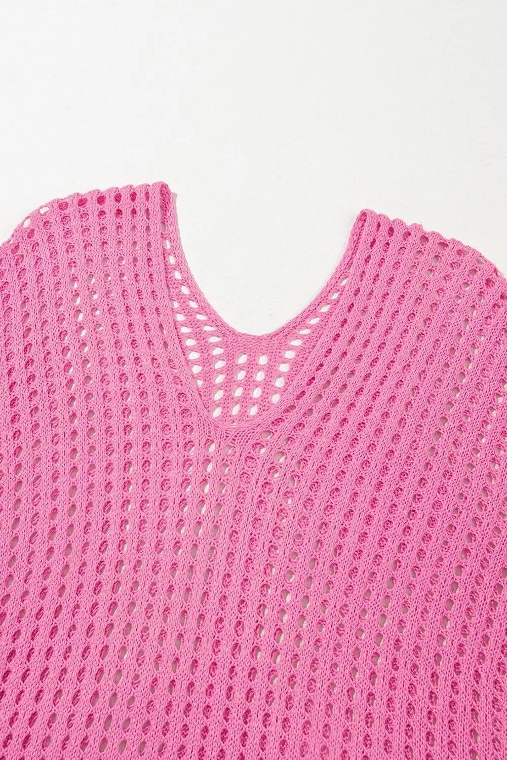 Dokotoo Women's Swimwear Beach Bikini Swimsuit Color Block Cover-ups Crochet Striped Side Split Mini Dress