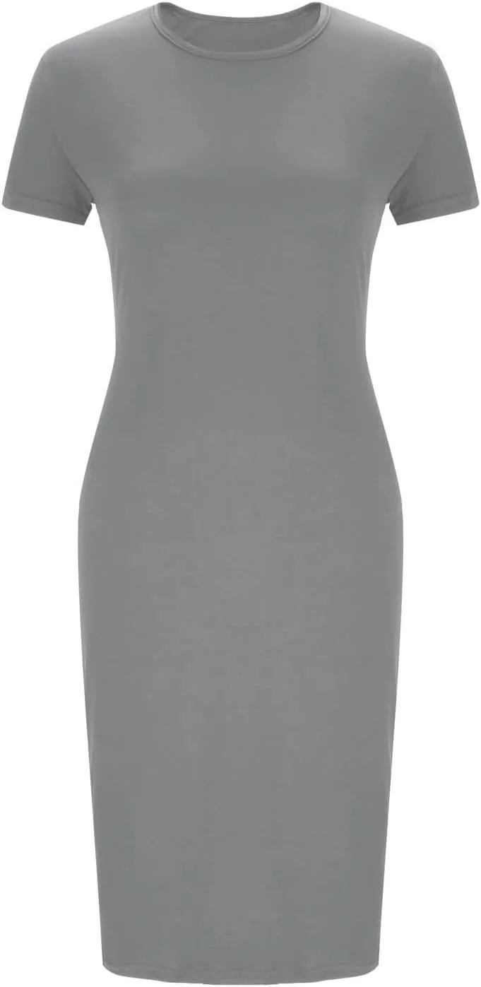 Dresses for Women 2025 Short Sleeve Slim Fit Soft Comfy Long Dress Solid Trendy Casual Summer Fashion Maxi Dress