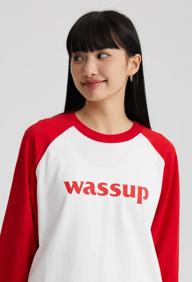 Essential Basic Logo Raglan Long Sleeved Tee