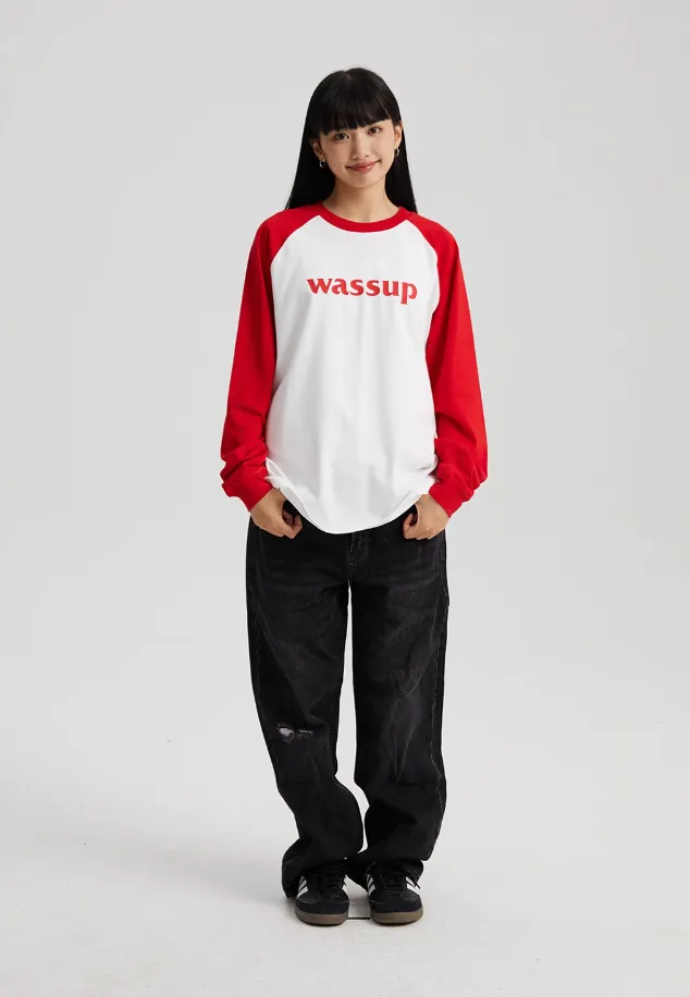 Essential Basic Logo Raglan Long Sleeved Tee