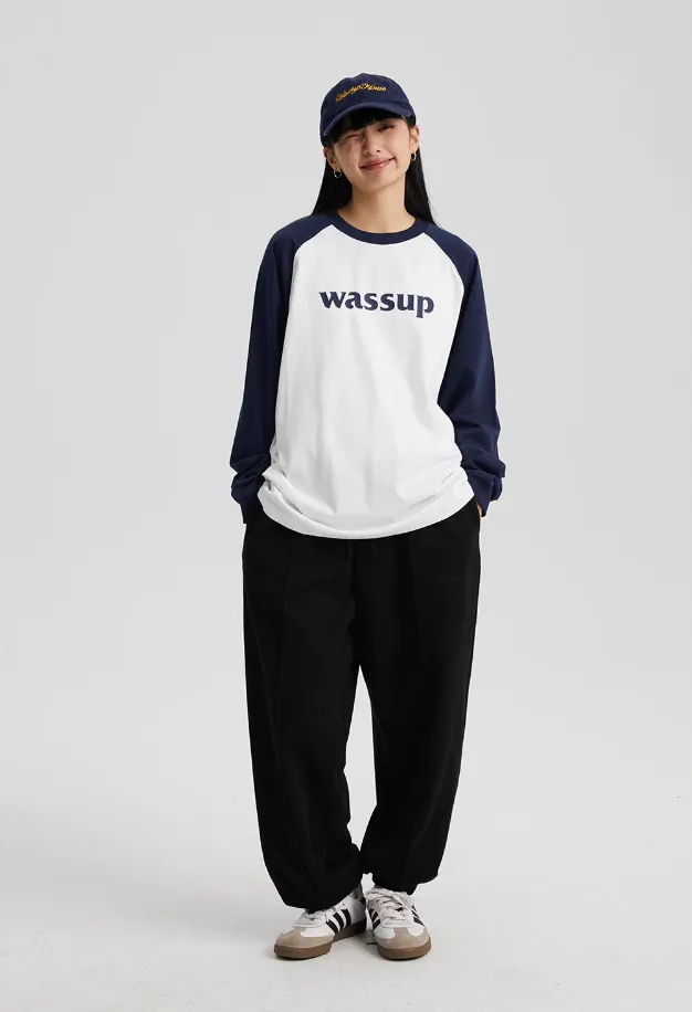 Essential Basic Logo Raglan Long Sleeved Tee