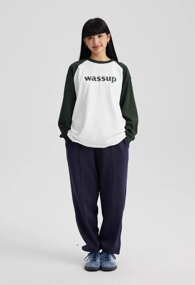 Essential Basic Logo Raglan Long Sleeved Tee