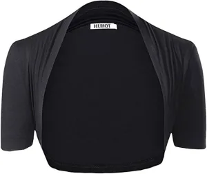 HUHOT Womens Cropped Shrugs for Evening Dresses Short Sleeve Modal Soft Bolero Shrug