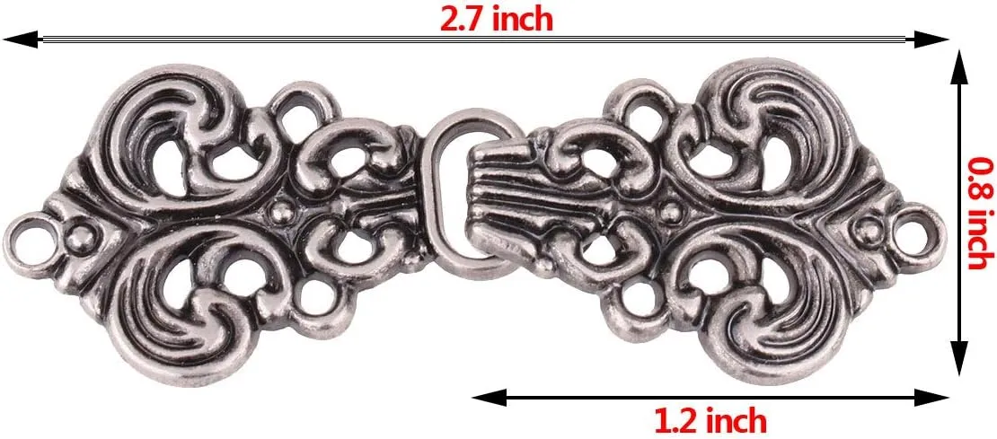 iEFiEL 5 Pairs Elegant Swirl Flower Cardigan Clip Sew on Fasteners Clasp Closure Buttons for Cape Cloak Shawl Cheongsam