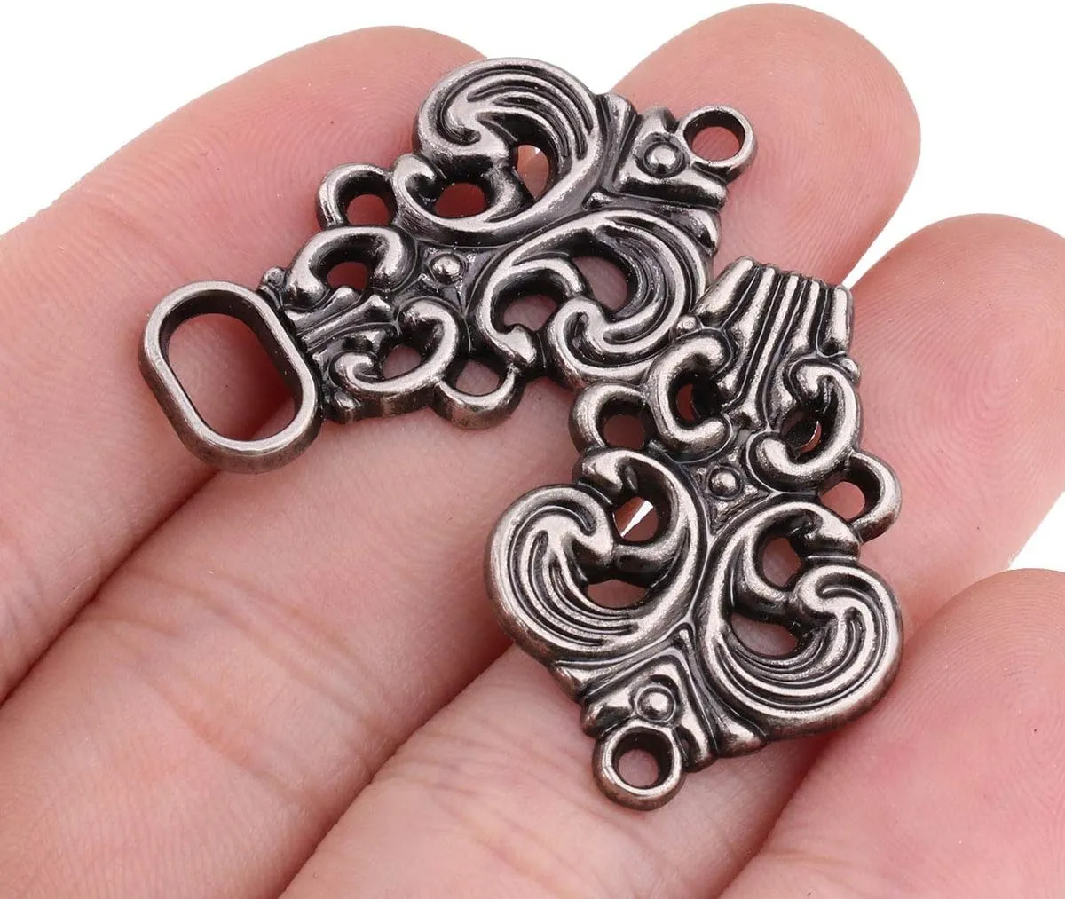 iEFiEL 5 Pairs Elegant Swirl Flower Cardigan Clip Sew on Fasteners Clasp Closure Buttons for Cape Cloak Shawl Cheongsam