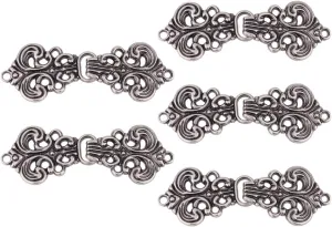 iEFiEL 5 Pairs Elegant Swirl Flower Cardigan Clip Sew on Fasteners Clasp Closure Buttons for Cape Cloak Shawl Cheongsam