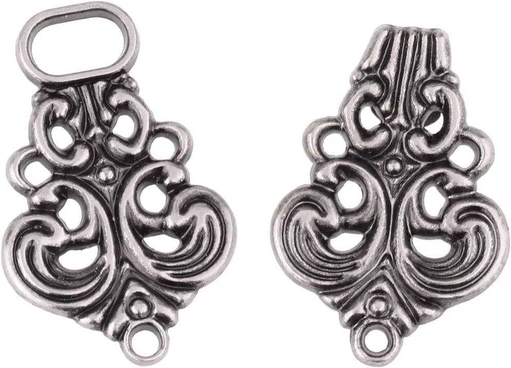 iEFiEL 5 Pairs Elegant Swirl Flower Cardigan Clip Sew on Fasteners Clasp Closure Buttons for Cape Cloak Shawl Cheongsam