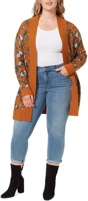 Jessica Simpson Womens Meghan Animal Print Open Front Cardigan Sweater