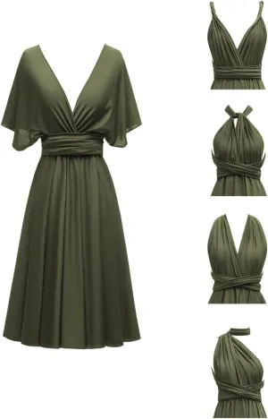 Knee Length Short Infinity Dress with Bandeau Convertible Bridesmaids Gown Multi Way Formal Dresses