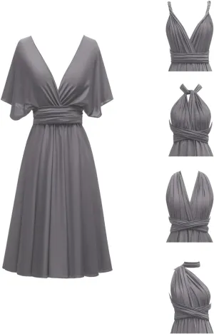 Knee Length Short Infinity Dress with Bandeau Convertible Bridesmaids Gown Multi Way Formal Dresses