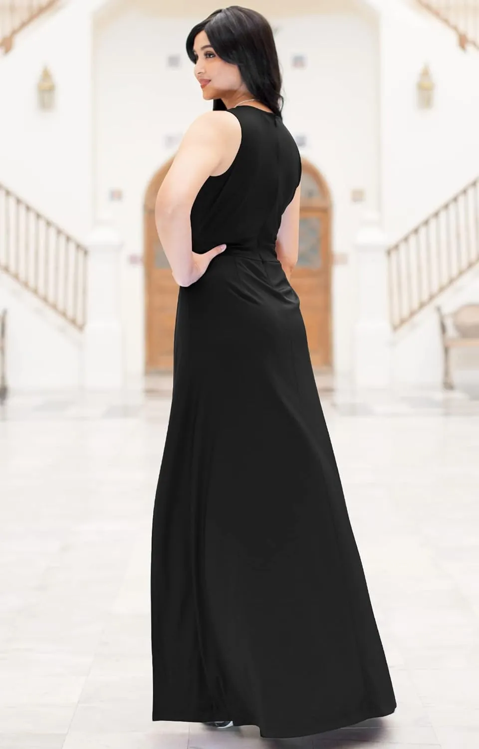 KOH KOH Sleeveless Flattering Dressy Long Pant Cape Classy Elegant Jumpsuit